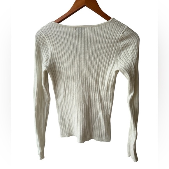 Halogen women’s Rib Ivory Sweater Scoop Neck size Small   - Picture 2 of 5